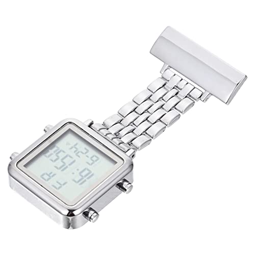 UKCOCO Uhr Krankenschwester LED Luminous Alarm Pocket wasserdichte Elektronische Krankenschwester Watch Clip in Dark Watch für Krankenschwester Doktor Silber Wecker Taschenuhr von UKCOCO