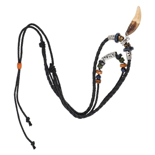 UKCOCO Verstellbare Haifischzahn Halskette Herren Doppellagiger Perlen Choker Ethnische Surferkette Stylisches Strand Schmuckaccessoire für Männer von UKCOCO