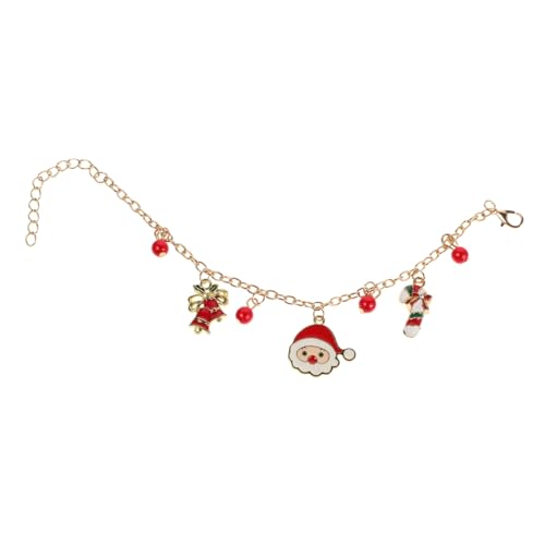 UKCOCO Verstellbares Weihnachtsarmband Damen aus Langlebiger Metalllegierung mit Weihnachtsmann Glöckchen und Zuckerstangen Festlicher Feiertagsschmuck für Xmas Accessoires und von UKCOCO