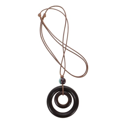 UKCOCO Vintage Bohemian Holz Halskette Damen Anhänger Doppelt Modischer Schmuck Für Pullover Und Alltag von UKCOCO