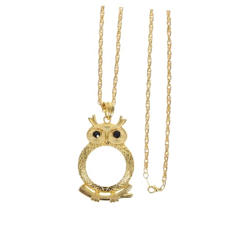UKCOCO Vintage Fache Leselupe Halskette Damen Metall Katzenkopf Anhänger Schmuck Retro Vergrößerungsglas Lesebrille Kette für Bücher Reparatur Handwerk von UKCOCO
