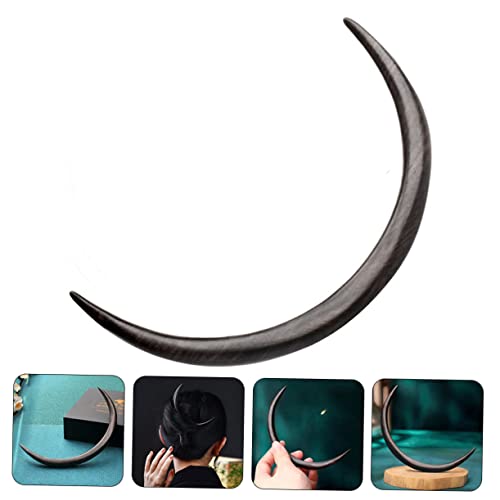 UKCOCO Vintage Holz Haarnadel Halbmondförmig Leichtes Mädchen Haarstab Accessoire Glatte Oberfläche Robustes Material Praktisch für Dutt und Alltagsfrisuren Geschenkidee für Frauen und von UKCOCO