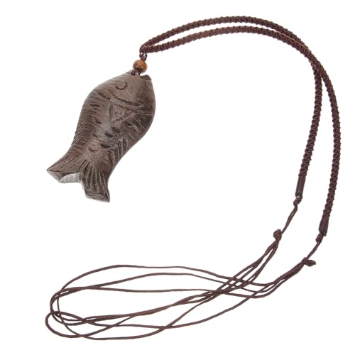 UKCOCO Vintage Holzfisch Anhänger Halskette Damen Herren Leichtes Hautfreundliches Langkettiges Schmuckstück aus Hochwertigem Holz Einzigartiges Design für Outfits von UKCOCO