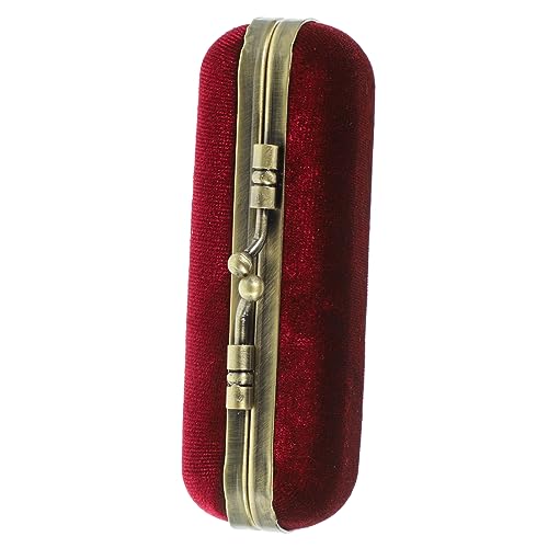 UKCOCO Vintage Lippenstiftbox aus Strapazierfähigem Flanell mit Spiegel Tragbare Lippenstifthalterung für Frauen Multifunktionale Kosmetik und Kleingegenstände Aufbewahrung in Weinrot von UKCOCO