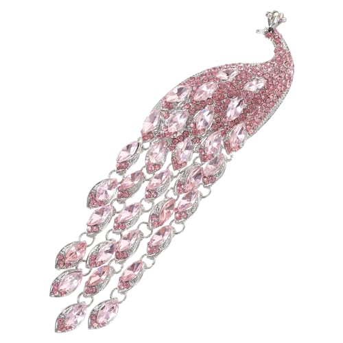 UKCOCO Vintage Strass Pfauenbrosche mit Langem Kristallquasten Anhänger Leichte Metallbrosche für Damen Modisches Schmuckstück Passend zu Kleidung Pullover Schals und Taschen von UKCOCO