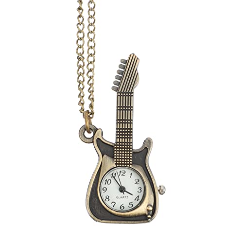 UKCOCO Vintage Taschenuhr Für Herren Mit Kette Retro Gitarrenform Elegante Analog-Uhr Perfektes Für Freunde Und Familie Für Besondere Anlässe Und Tägliche Nutzung von UKCOCO