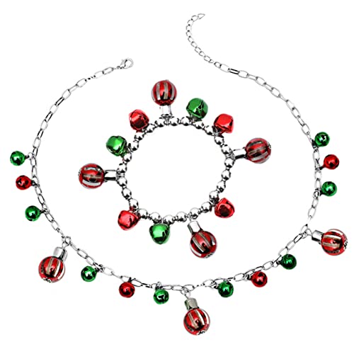 UKCOCO Weihnachtlicher Glocken Schmuckset Damen Halskette Armband Set Bead Armbänder Festliche Weihnachtsdekoration für Party Alltag von UKCOCO