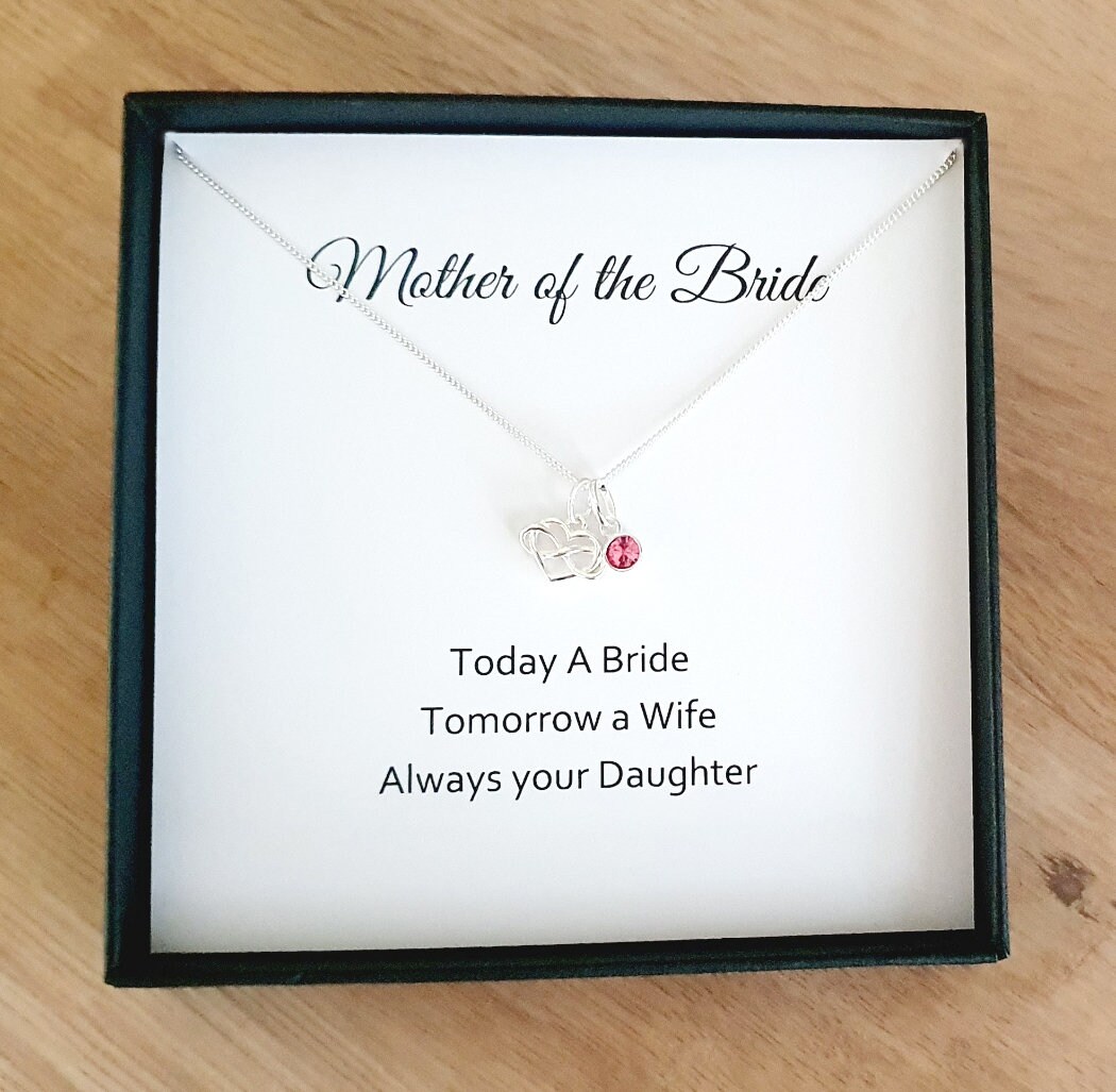 Mutter Der Braut Infinity Herz Halskette 925 Sterling Silber, Mit Optional Kristall Geburtsstein Personalisiertes Hochzeitsgeschenk Für Frauen von UKCharmedJewellery