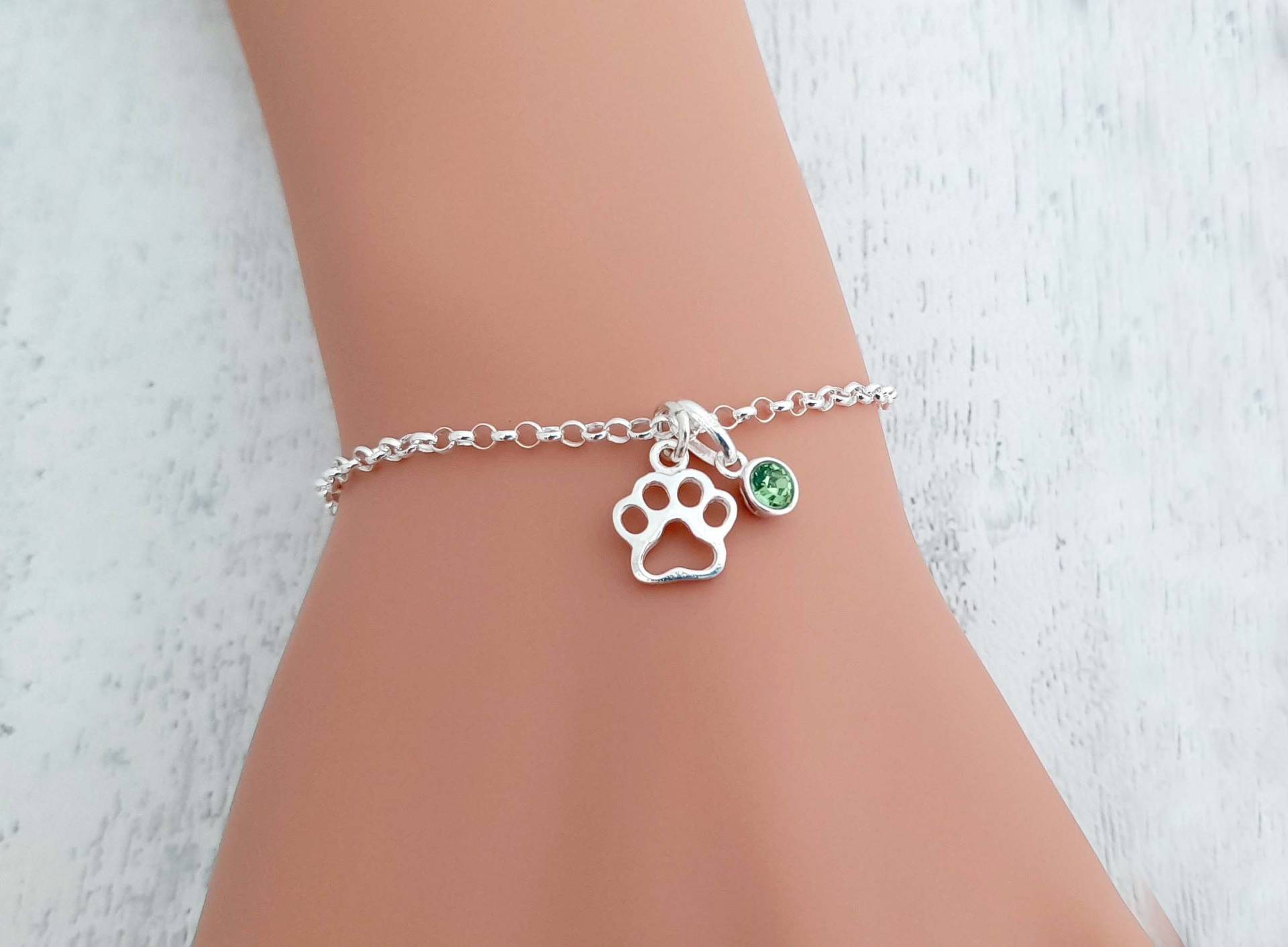 Offene Pfote Geburtsstein Link Armband 925 Sterling Silber Geschenk Für Frauen Und Mädchen von UKCharmedJewellery