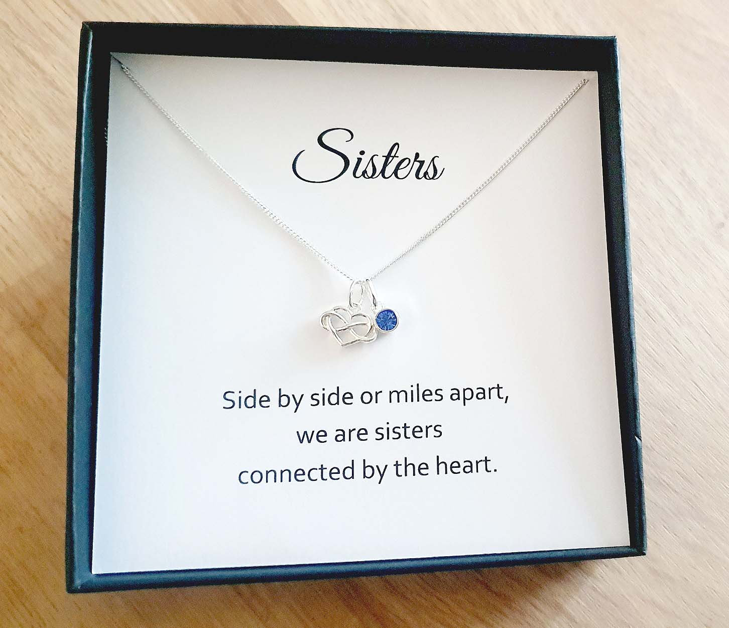 Schwester Geschenk, Infinity Herz Geburtsstein Halskette 925 Sterling Silber, Personalisierte Geschenk Für Schwestern von UKCharmedJewellery