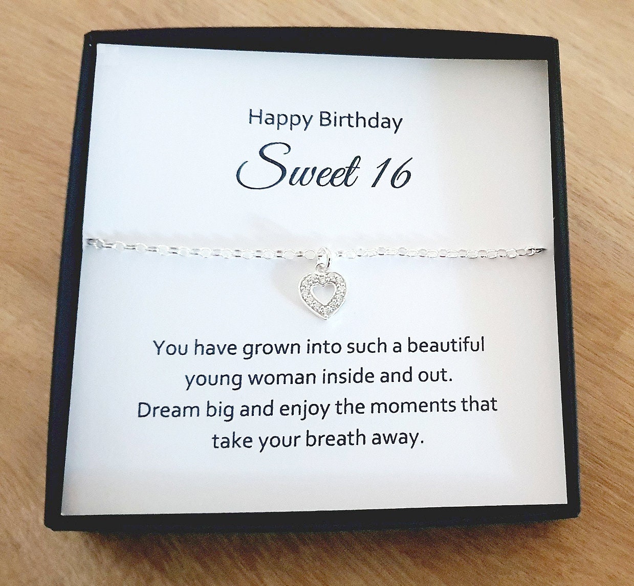 Sweet 16 Geschenk, Cz Herz Armband Mit Zirkonia 925 Sterling Silber, Personalisierte 16.geburtstag Geschenk Für Teen Girl's von UKCharmedJewellery