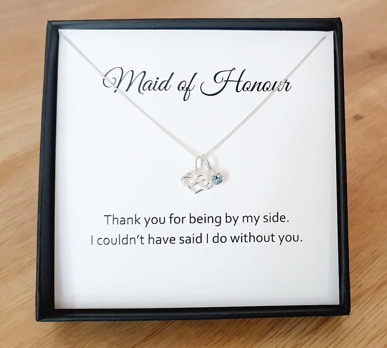 Trauzeugin Infinity Herz Geburtsstein Halskette 925 Sterling Silber, Personalisiertes Hochzeitsgeschenk Für Frauen von UKCharmedJewellery