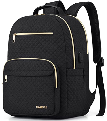 UKEIN laptop rucksack für damen, Gesteppt, Schwarz (Quadratisch), 15.6INCH von UKEIN