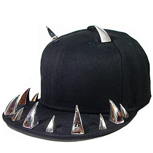 UKKD Baseball Cap Erwachsene Hip Hop Punk Rock Full Spike Nieten Nieten Snapback Caps Männer Bboy Cool Ald Peared Baseball-Hüte-Black Silver,56-60Cm von UKKD