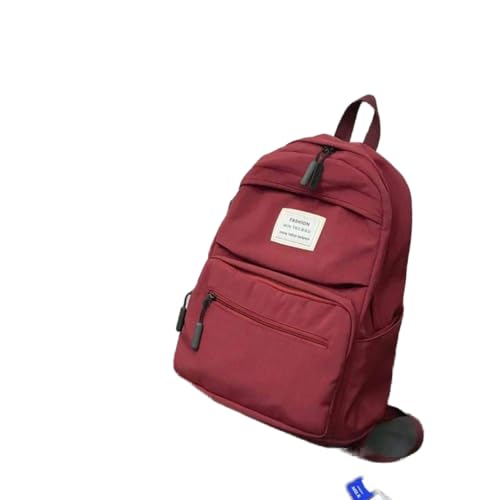UKKD Schultasche 3 Satz Nylon-Rucksack Solid Color Schultertasche Beiläufige Frauen Rucksack Jugendliche, Schultasche Bagpack Backbag,Red-1Pcs von UKKD