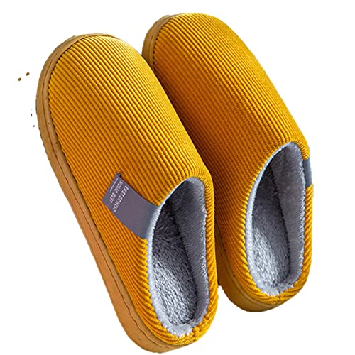 UKKO Hausschuhe Damen- Und Herren-Cord-Innen- Und Herbst- Und Winterhaus-Hausschuhe Für Herbst- Und Winterwarenhütte-Yellow,40-41 von UKKO