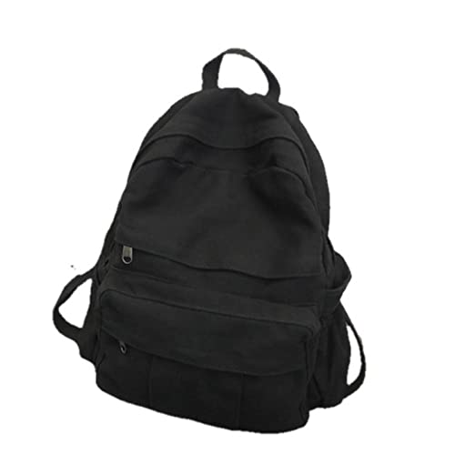 UKKO Tasche Schultasche Für Mädchen Rucksack Frauen Weiche Stoff Bücherbags Mittelstudent Große Kapazität Leinwand Tasche, Schwarz von UKKO