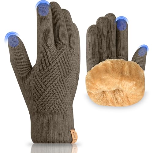 UKNOWISA Winterhandschuhe Damen, Fleece Futter Touchscreens Thermohandschuhe Strickhandschuhe Wollhandschuhe für Damen und Herren von UKNOWISA