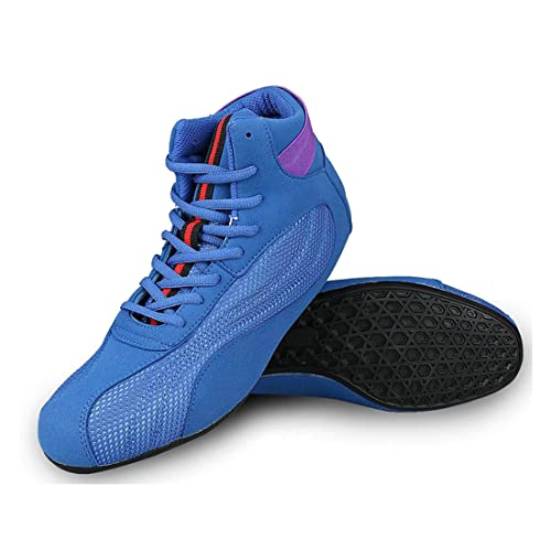 UKUBOXBAG Boxtrainer für Männer, Atmungsaktive Boxturnschuhe Mesh Kickboxen Sportschuhe rutschfeste Kniebeugenschuhe,Blau,45 EU von UKUBOXBAG