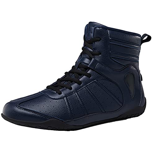 UKUBOXBAG Damen Boxschuhe, High Top Boxer Turnschuhe Mode Wrestling Turnschuhe Damen Leder Wrestling Fitness Schuhe,Blau,37 EU von UKUBOXBAG