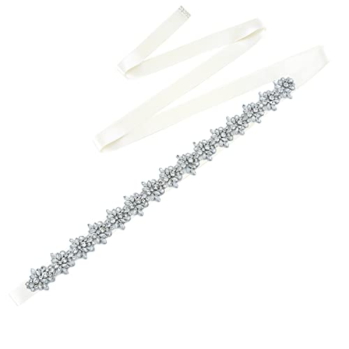 ULAPAN Strass Braut Schärpe Rhinestones Hochzeit Schärpe,Strass Hochzeit Gürtel,Diamanten Braut Gürtel (Naturweiss) von ULAPAN