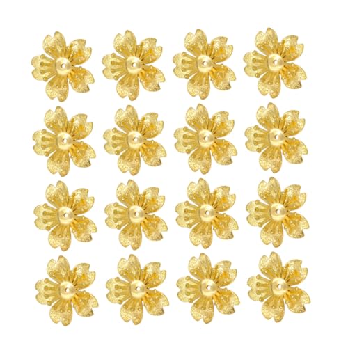 ULDIGI 100stücke Blumen-kettenanhänger Blumen- -accessoires Mattschimmerndes Metall Fünfblättriges Zweilagiges Blumendesign Diy-abstandshalter Charm Für Frauen Brosche Haarnadel von ULDIGI