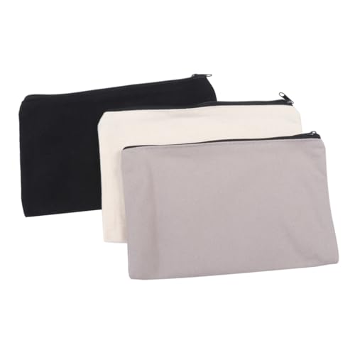 ULDIGI 12stücke Canvas-reißverschlusstaschen Kosmetiktaschen Federmäppchen Aufbewahrungstaschen Schwarz Beige Platzsparend Für Handtasche Und Reise von ULDIGI