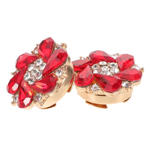 ULDIGI 2 Stück Teiliges Abnehmbare Strass Knopfüberzüge aus Metall Modische Manschettenknopf Caps für Damenhemden DIY Kleidungsdekoration Sicherer Halt Kompakt und Tragbar Rot von ULDIGI