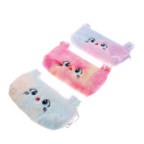 ULDIGI 3 Teilige Reisetasche Für Teenager Mit Reißverschluss Schreibwaren Büro Weiche Kosmetik Für Frauen Süßer Organizer Katzentasche Kulturbeutel Federmäppchen Schule Make Up von ULDIGI