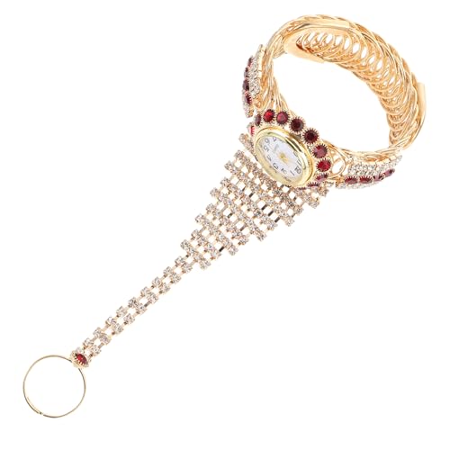 ULDIGI Rhinestone Armband Uhr Für Damen Modisches Armband Mit Glitzersteinen Elegantes Design Granatrot Für Besondere Anlässe Bequem Und Zu Tragen von ULDIGI