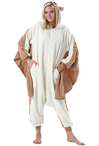 ULEEMARK Damen Herren Jumpsuit Onesie Tier Fasching Halloween Kostüm Lounge Sleepsuit Cosplay Overall Pyjama Schlafanzug Erwachsene Unisex Fliegende Maus for XL von ULEEMARK
