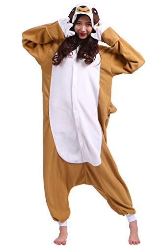 ULEEMARK Jumpsuit Onesie Tier Karton Kigurumi Fasching Halloween Kostüm Lounge Sleepsuit Cosplay Overall Pyjama Schlafanzug Erwachsene Unisex Faultier for Höhe 140-187CM von ULEEMARK