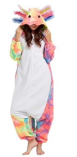 ULEEMARK Axolotl Onesie Tier Damen Sleepwear Erwachsene Hoodie Tier Pyjamas-XL(178-187CM) von ULEEMARK