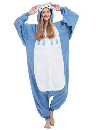 ULEEMARK Jumpsuit Onesie Tier Karton Fasching Halloween Kostüm Sleepsuit Cosplay Overall Pyjama Schlafanzug Erwachsene Unisex Lounge Kigurumi Eule for Höhe 140-187CM von ULEEMARK