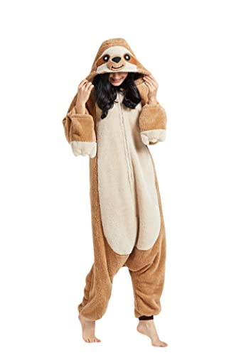 ULEEMARK Onesie Tier Damen Sleepwear Erwachsene Hoodie Tier Pyjamas Sloth-S(148-155CM) von ULEEMARK