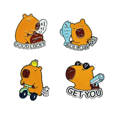 ULIJTH 4PCS Elegante Capybaras Revers Pin Handgefertigte Tierbrosche Stylish Corsage Badge Mode Accessoire Für Partys Und Abendessen von ULIJTH