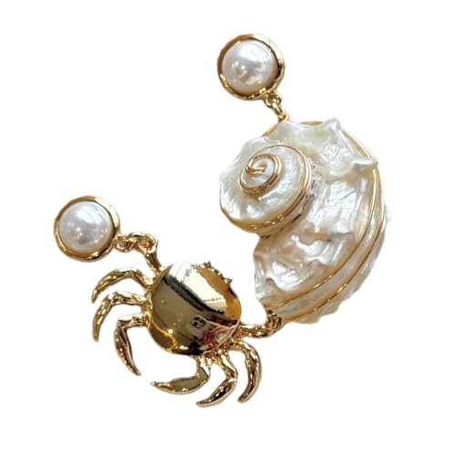 Einzigartige, handgefertigte asymmetrische Ohrringe, Muscheln, Muschelkrebse, Charm, Ohrzubehör, Küstenstile, inspiriert vom Meeresleben, asymmetrische Ohrringe von ULIJTH