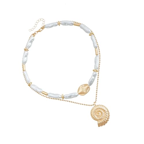 Einzigartige asymmetrische Perlen-Halskette mit Muschelanhänger, verstellbares Ketten-Design, moderner, minimalistischer Schmuck, Geschenk, Unisex-Muschel-Halskette Einzigartige asymmetrische Perlen-Halskette mit Muschelanhänger, verstellbares Ketten-Design, moderner, minimalistischer Schmuck, Geschenk, Unisex-Muschel-Halskette von ULIJTH