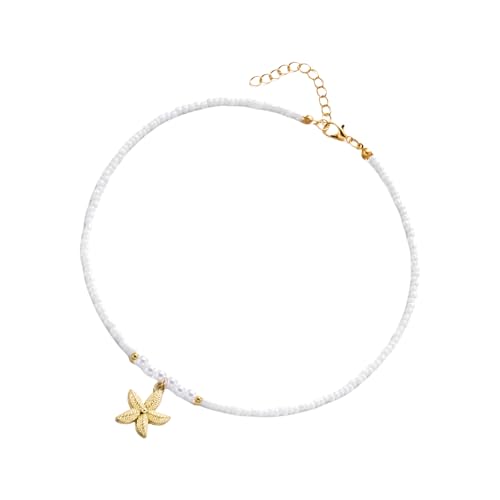 Elegante, verstellbare Perlen-Halskette mit Seestern-Anhänger, stilvoller Schmuck für lässige Ausflüge und Geschenke, Muschelschmuck, Einheitsgröße, Wie beschrieben, Wie beschrieben von ULIJTH