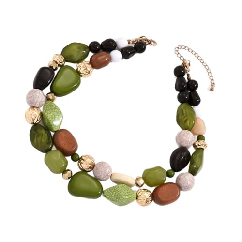 Halskette mit Anhänger mit mehrlagigem Stein-Detail, Perlen-Schlüsselbeinkette, lässiger oder Party-Schmuck, Geschenk, einzigartiges Partygeschenk von ULIJTH