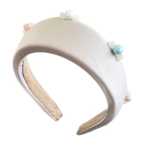 Retro-Perlen-Stirnband für Damen, bequemer Stoff, für den täglichen Gebrauch, Party-Kopfbedeckung, geeignet für verschiedene Anlässe von ULIJTH