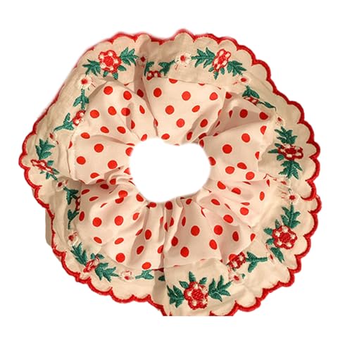 Übergroße, bestickte Haargummis, sanft, elastisch, für Damen, stilvolle Pferdeschwanz-Halter, für den täglichen Gebrauch von ULIJTH