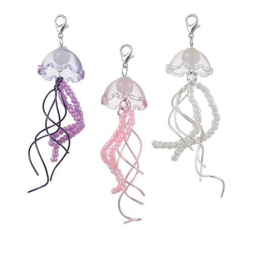ULIJTH 3pcs Handcraft Jellyfish Winds Chimes Keychain Mit Tragbaren Und Robusten Glasperlenmaterialien Täglich Lässigen Gebrauch von ULIJTH