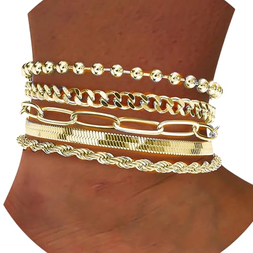 ULIJTH 5/6pcs Eleganter Legierungsschmuck In Gold Oder Silber Einschließlich Armbändern Und Fußkräsen Perfekt Für Modische Frauen von ULIJTH