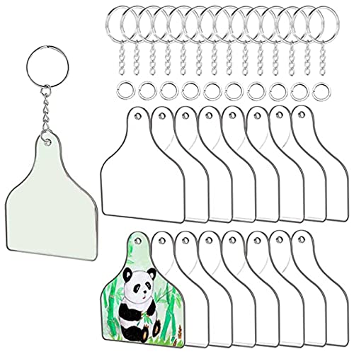 ULIJTH 90 Stücke Acrylblanks Set Für Made MACHTEN KEYKIN Kuhohr Ohr Acryl Ornament Blanks Für Schlüsselringe Mit Kettensprung R. von ULIJTH