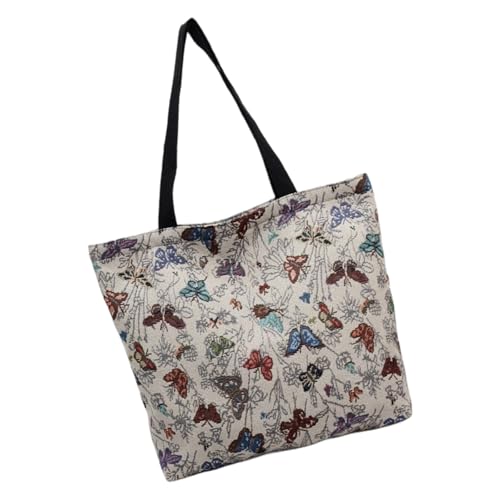 ULIJTH Ästhetische Tragetasche für Damen, wiederverwendbare Schultertasche, aus Segeltuch, zum Einkaufen, für Lebensmittel, Arbeitsbuch, großes Fassungsvermögen, Strandtuch, Leinentasche, Ow, One Size von ULIJTH