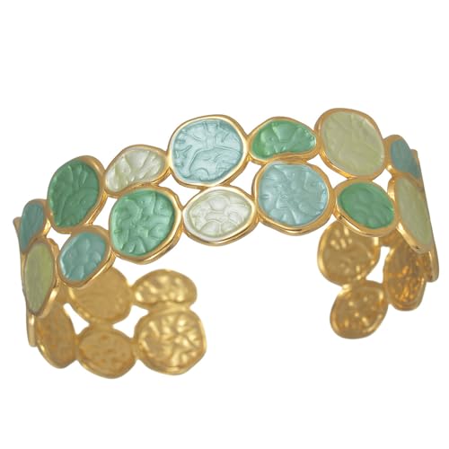 ULIJTH Armreif mit flexibler Öffnung, handgefertigt, Öltropfenmuster, leicht, bequeme Passform, Armband für Damen und Jugendliche, Tropföl, Handwerkskunst, Statement, Einheitsgröße, Wie beschrieben von ULIJTH