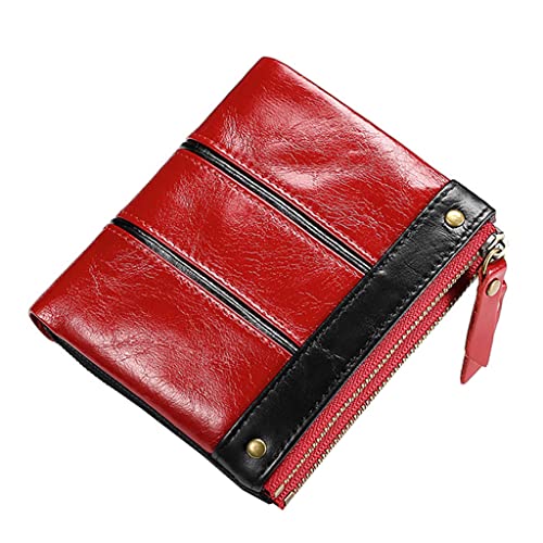 ULIJTH Blocking Leather Bifold Wallet for Men with Coin Pocket Window Vintage Business Credit Card Holder, rot von ULIJTH