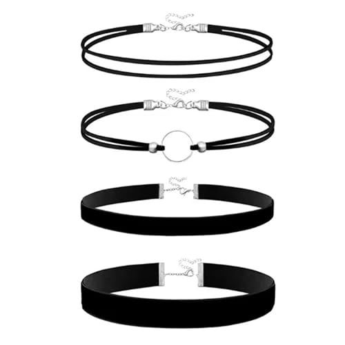 ULIJTH Doppellagiges schwarzes Stoff-Halsketten-Set, verstellbar, leicht, Schmuck für empfindliche Haut und stilvolle Outfits, weicher Stoffanhänger, Einheitsgröße, Wie beschrieben, Wie beschrieben von ULIJTH