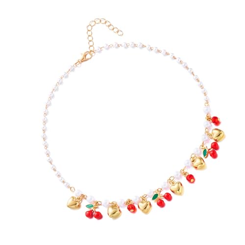 ULIJTH Elegante Erdbeerkirschen-Herz-Halskette, leichtes Design, natürlicher Margarit und verstellbare Kette für Damen, feminin, legere und Party-Halskette, Einheitsgröße, Wie beschrieben, Wie ULIJTH Elegante Erdbeerkirschen-Herz-Halskette, leichtes Design, natürlicher Margarit und verstellbare Kette für Damen, feminin, legere und Party-Halskette, Einheitsgröße, Wie beschrieben, Wie von ULIJTH